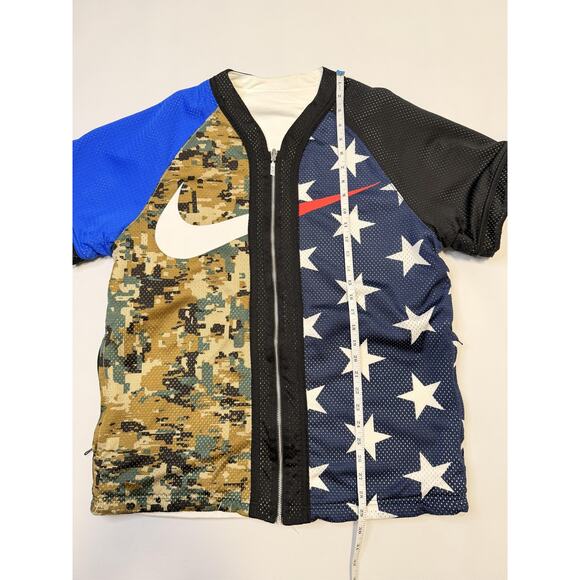 Nike Jacket Mens Medium Reversible Short Sleeve Zip Mesh Stars Camo Black Blue - Picture 11 of 15